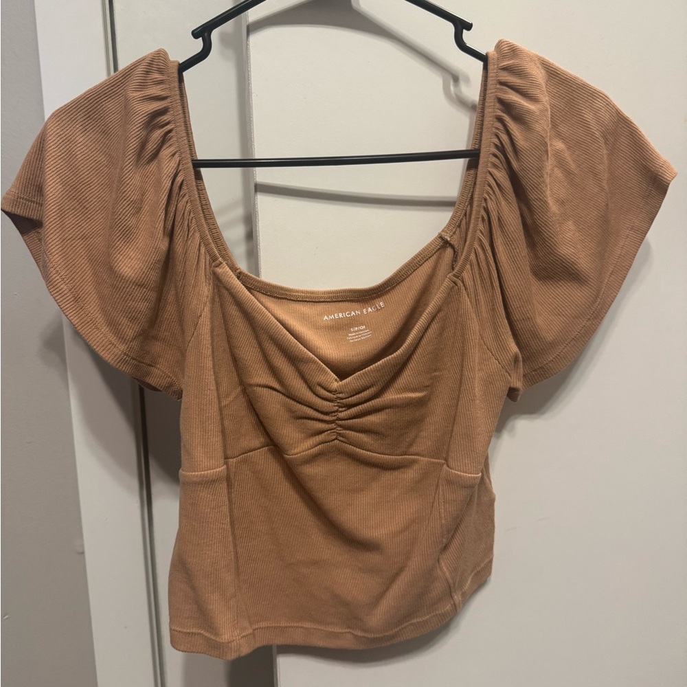 American Eagle Brown Ruched Top